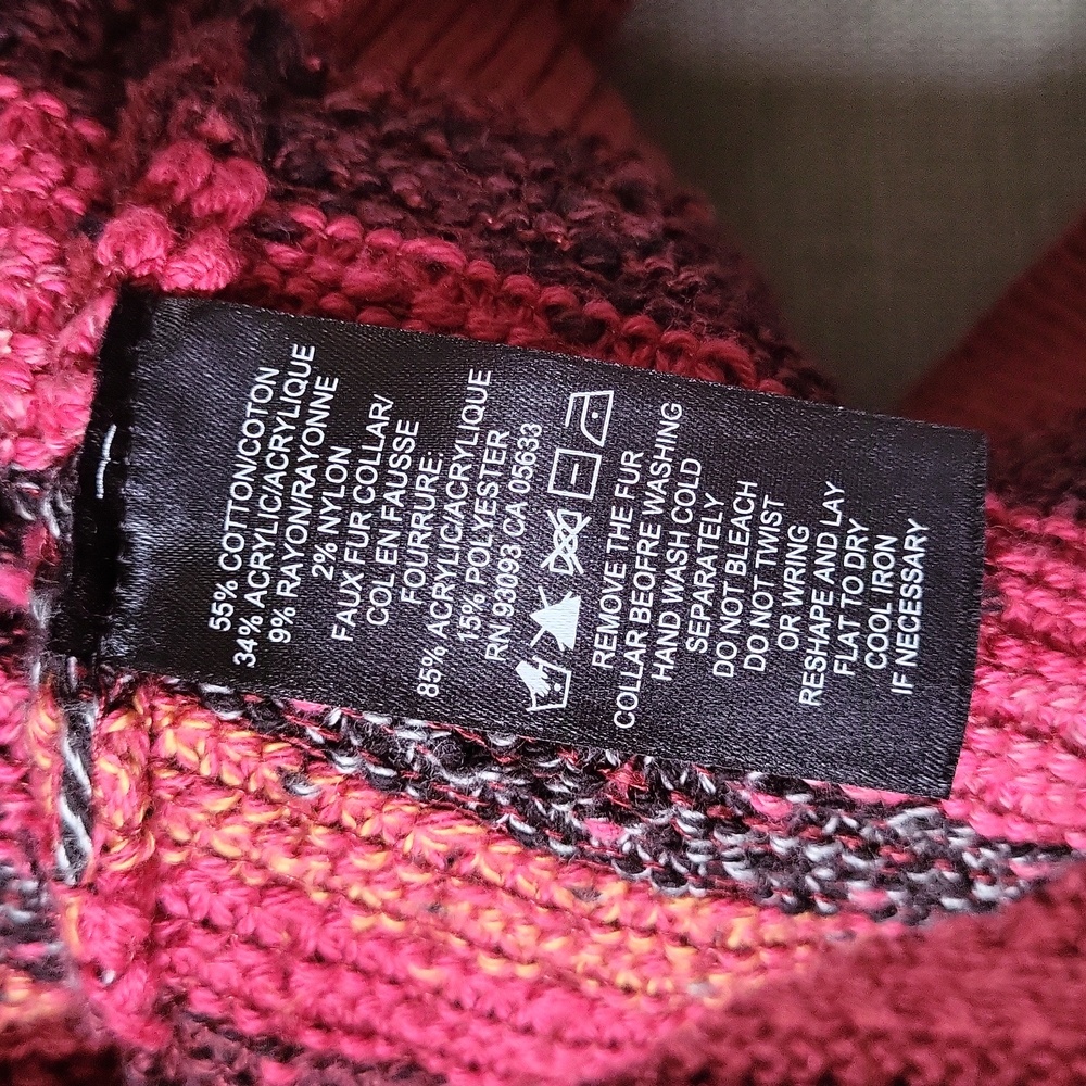 Nic+Zoe Chunky Snap Cardigan Faux Fur Collar Size Large - Picture 9 of 9